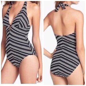W Swimwear Chevron Halter One Piece Swimsuit